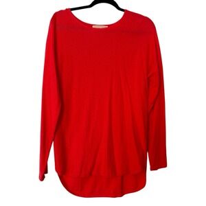 Michael Kors Red Long Sleeve Hi-Low Knit Top Women's Small Minimalist Chic